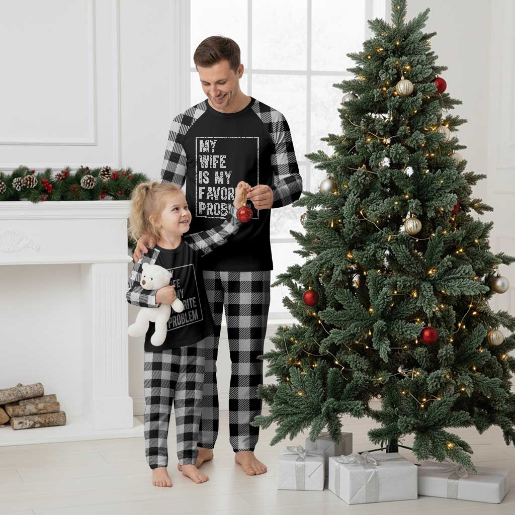 My Wife Is My Favorite Problem Funny Husband Plaid Pajama Set Distressed Graphic
