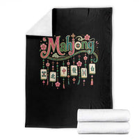 Funny Mahjong Lovers Throw Blanket Funny Mahjong Lovers Chinese Game Floral Vintage Aesthetic Graphic