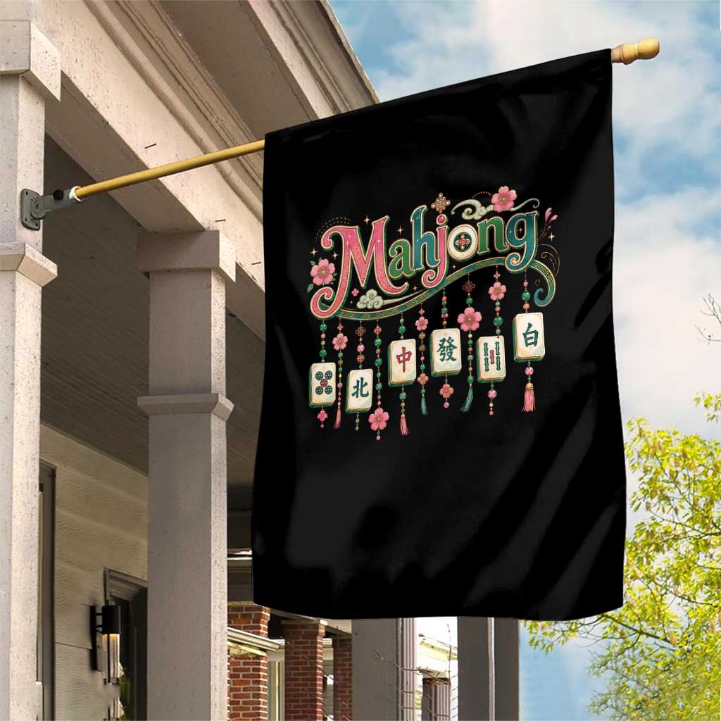 Funny Mahjong Lovers Garden Flag Funny Mahjong Lovers Chinese Game Floral Vintage Aesthetic Graphic