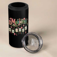 Funny Mahjong Lovers 4 in 1 Can Cooler Tumbler Funny Mahjong Lovers Chinese Game Floral Vintage Aesthetic Graphic