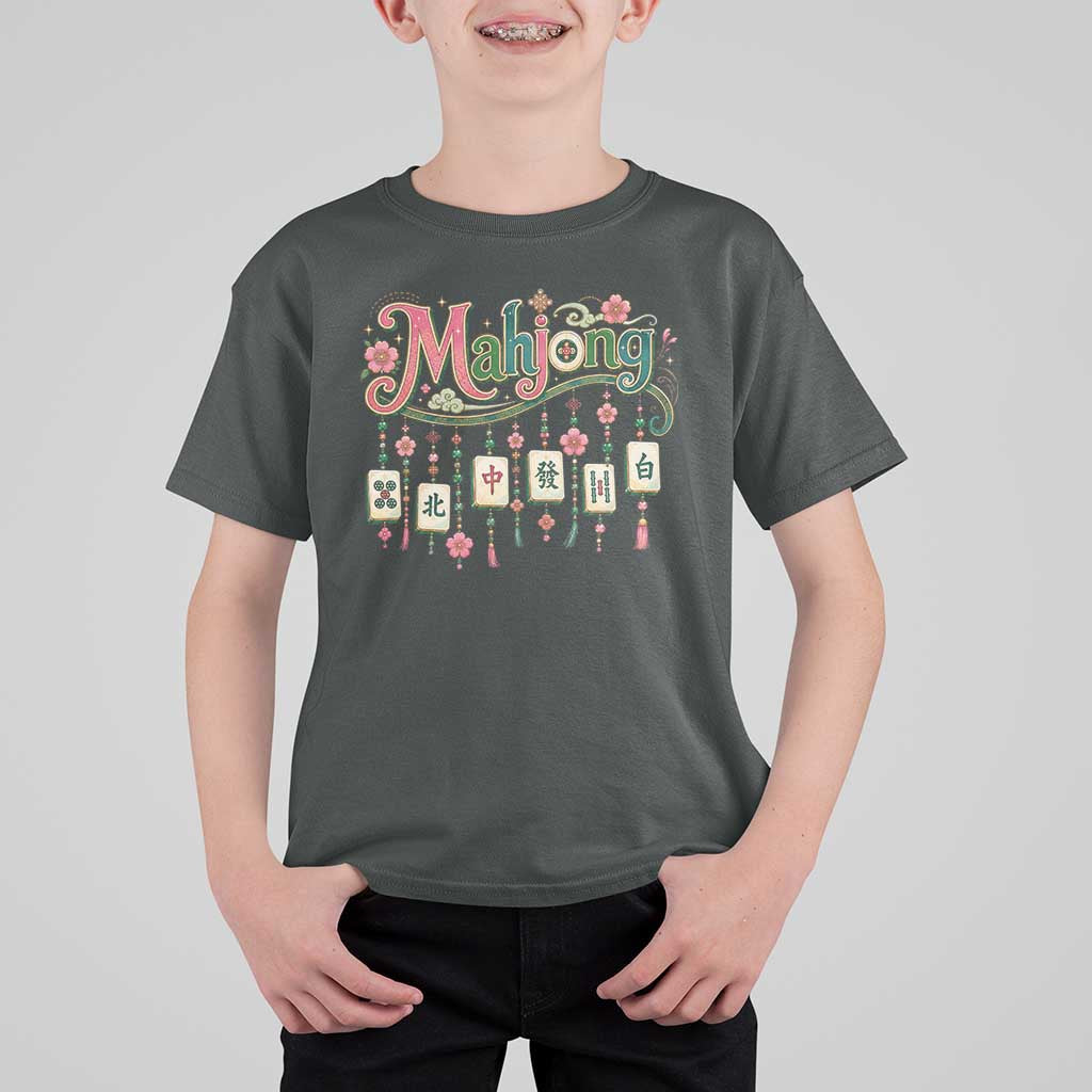 Funny Mahjong Lovers T Shirt For Kid Funny Mahjong Lovers Chinese Game Floral Vintage Aesthetic Graphic