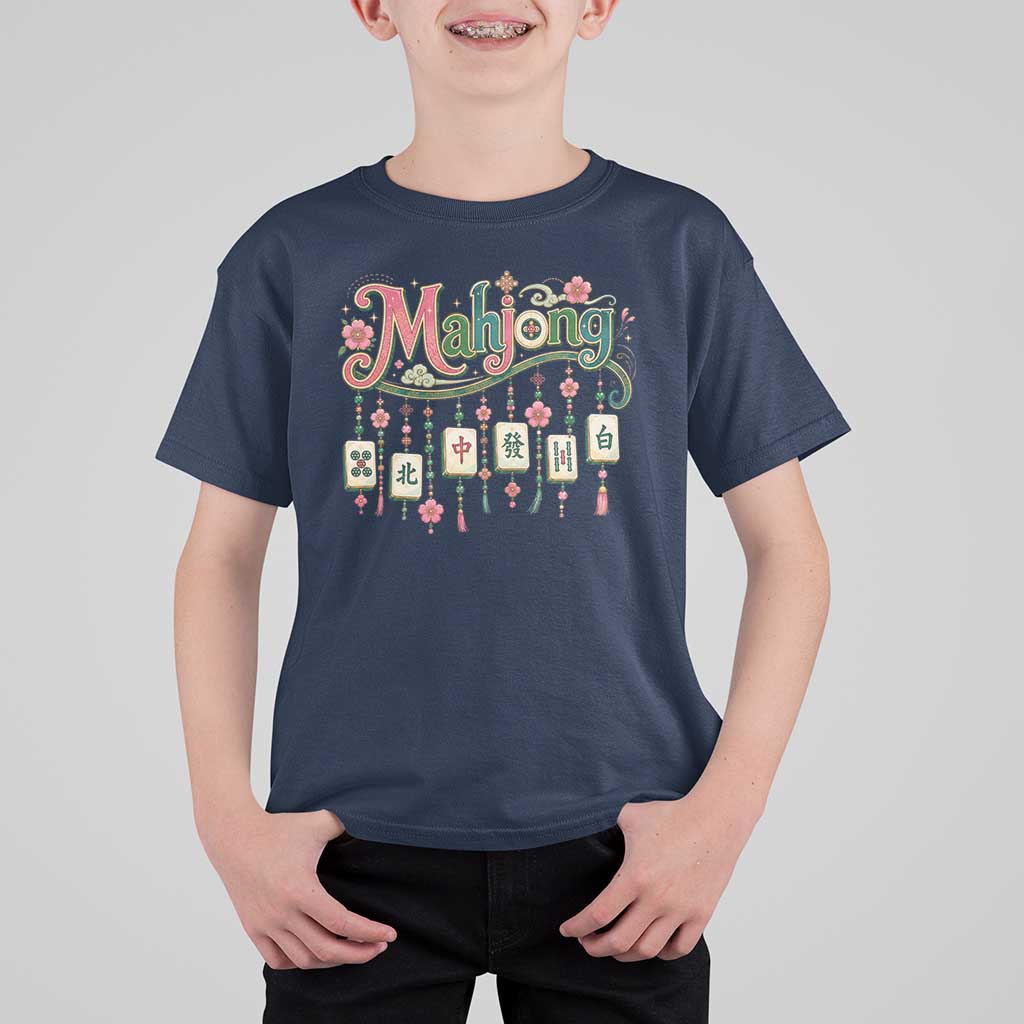 Funny Mahjong Lovers T Shirt For Kid Funny Mahjong Lovers Chinese Game Floral Vintage Aesthetic Graphic