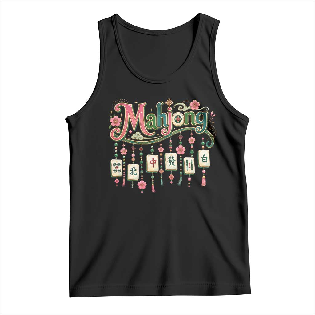 Funny Mahjong Lovers Tank Top Funny Mahjong Lovers Chinese Game Floral Vintage Aesthetic Graphic