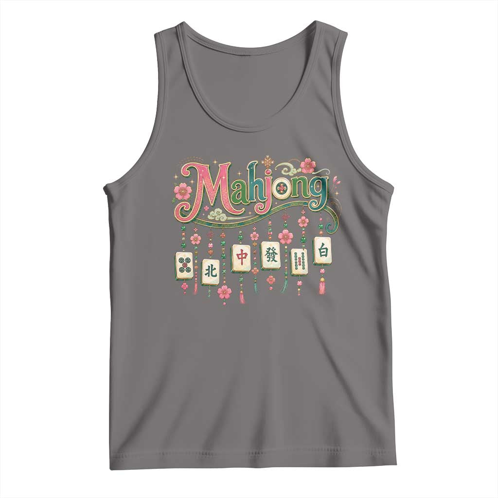Funny Mahjong Lovers Tank Top Funny Mahjong Lovers Chinese Game Floral Vintage Aesthetic Graphic
