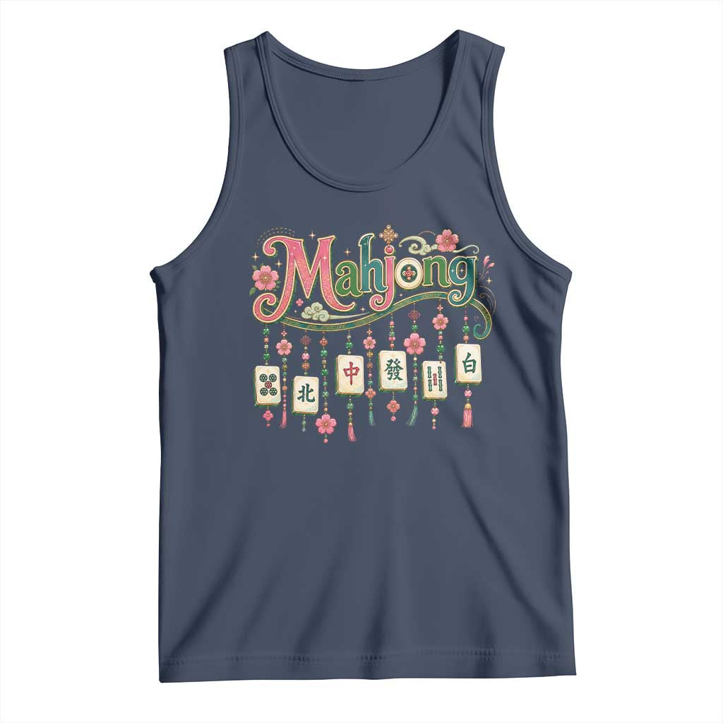 Funny Mahjong Lovers Tank Top Funny Mahjong Lovers Chinese Game Floral Vintage Aesthetic Graphic