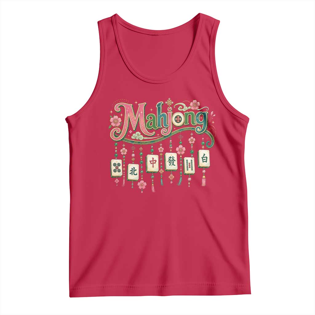 Funny Mahjong Lovers Tank Top Funny Mahjong Lovers Chinese Game Floral Vintage Aesthetic Graphic