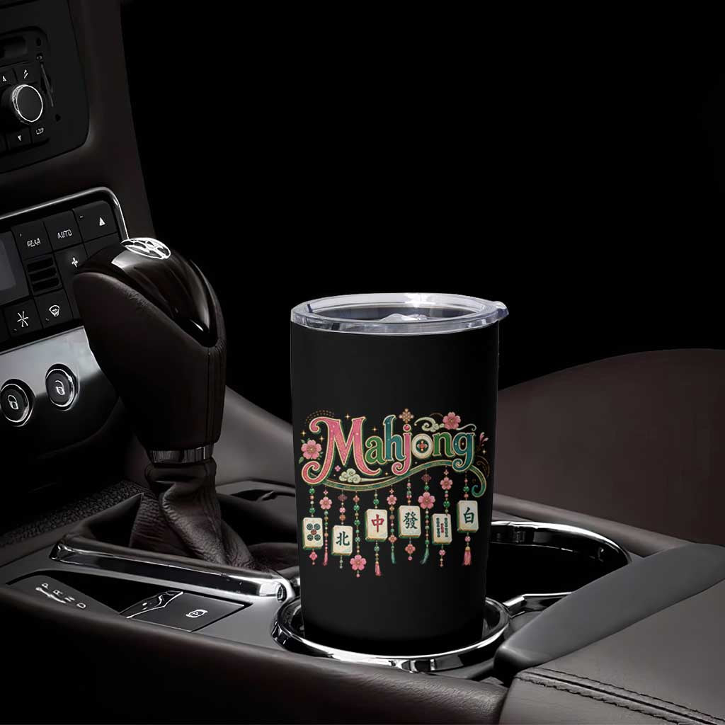 Funny Mahjong Lovers Tumbler Cup Funny Mahjong Lovers Chinese Game Floral Vintage Aesthetic Graphic