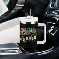 Funny Mahjong Lovers Tumbler With Handle Funny Mahjong Lovers Chinese Game Floral Vintage Aesthetic Graphic