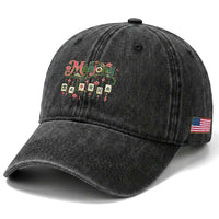 Funny Mahjong Lovers Washed Cotton Baseball Cap Funny Mahjong Lovers Chinese Game Floral Vintage Aesthetic Graphic