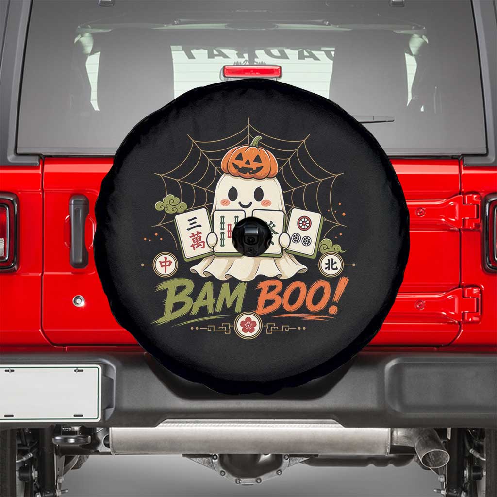 Halloween Ghost Playing Mahjong Spooky Boo Funny Costume Spare Tire Cover Mahjong Lover Gift