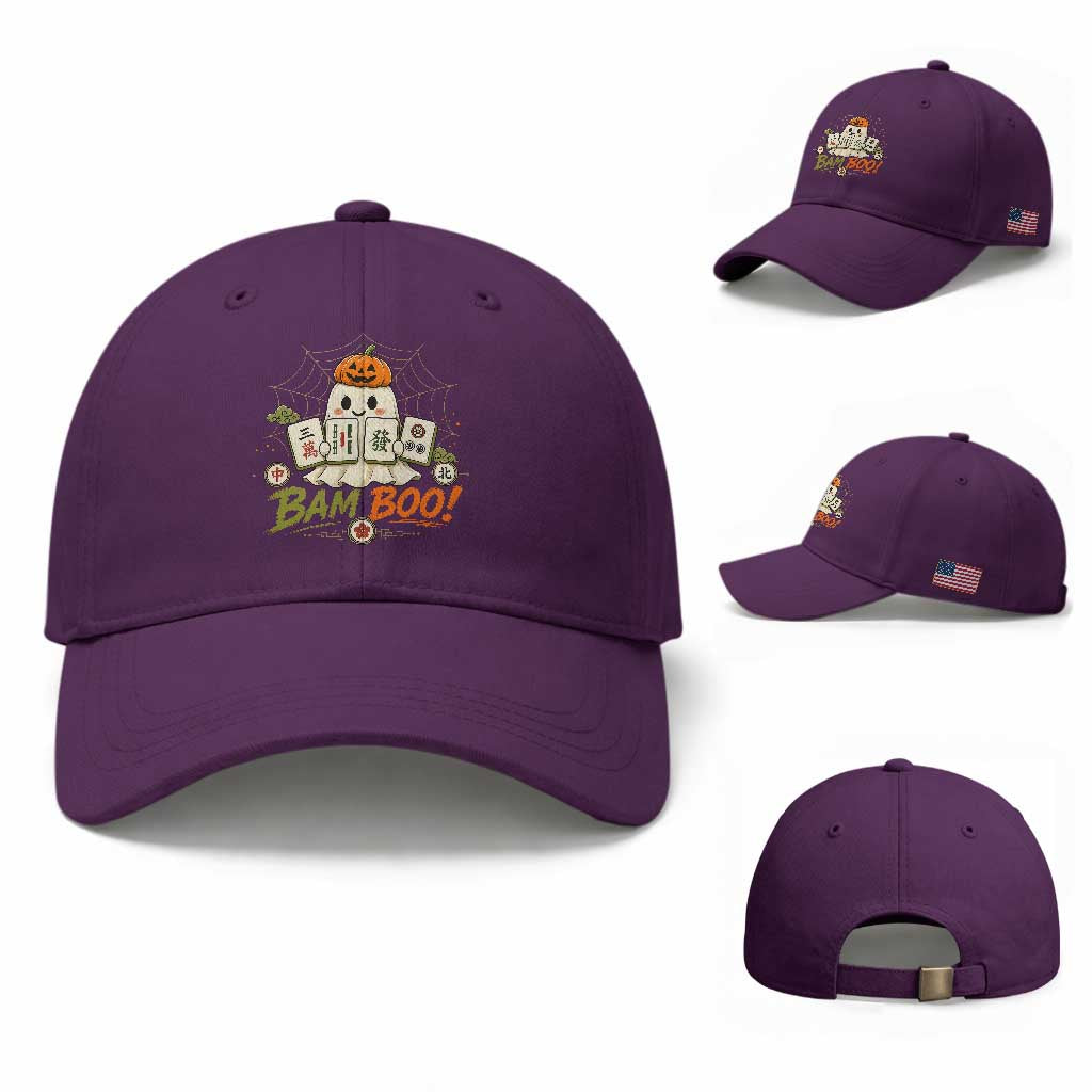 Halloween Ghost Playing Mahjong Spooky Boo Funny Costume Baseball Cap Mahjong Lover Gift