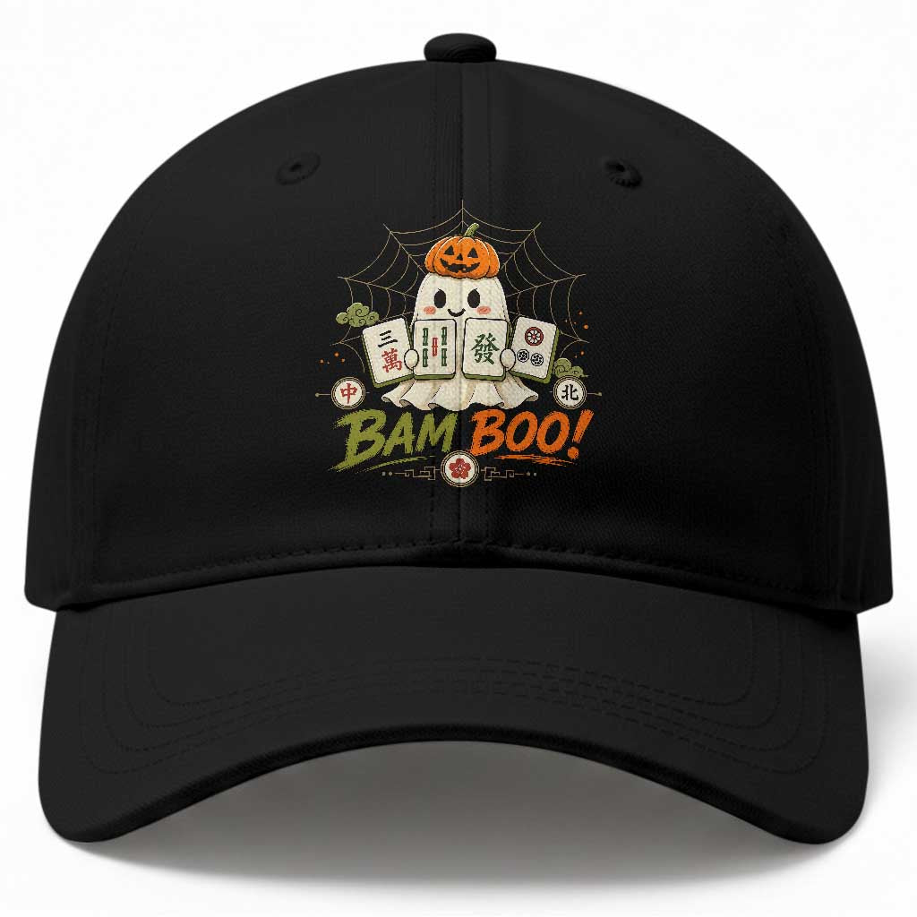 Halloween Ghost Playing Mahjong Spooky Boo Funny Costume Baseball Cap Mahjong Lover Gift