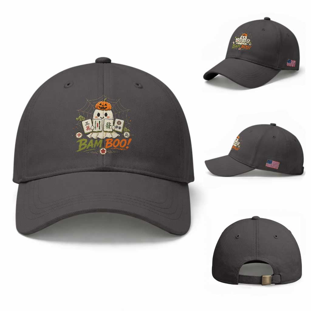 Halloween Ghost Playing Mahjong Spooky Boo Funny Costume Baseball Cap Mahjong Lover Gift