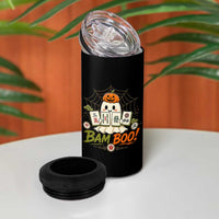 Halloween Ghost Playing Mahjong Spooky Boo Funny Costume 4 in 1 Can Cooler Tumbler Mahjong Lover Gift