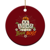 Halloween Ghost Playing Mahjong Spooky Boo Funny Costume Ceramic Ornament Mahjong Lover Gift