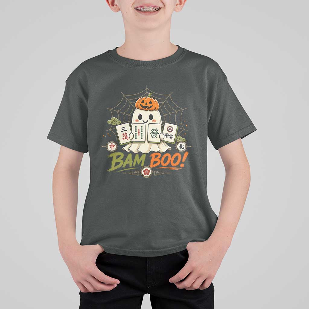 Halloween Ghost Playing Mahjong Spooky Boo Funny Costume T Shirt For Kid Mahjong Lover Gift