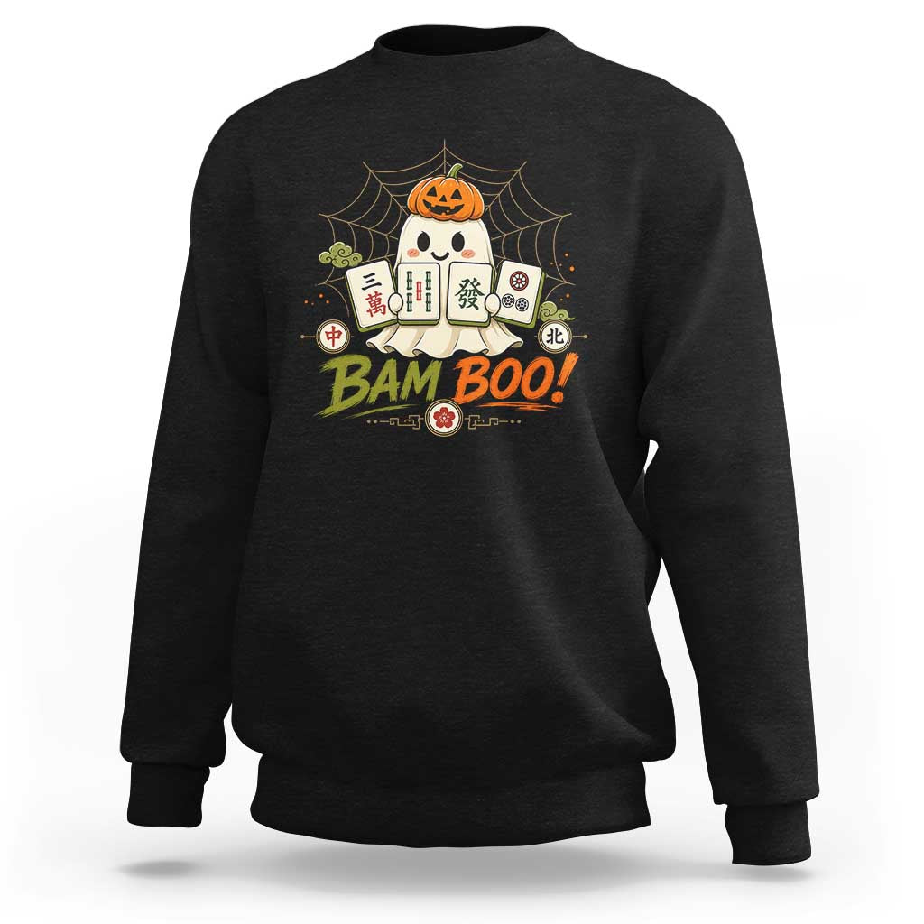 Halloween Ghost Playing Mahjong Spooky Boo Funny Costume Sweatshirt Mahjong Lover Gift