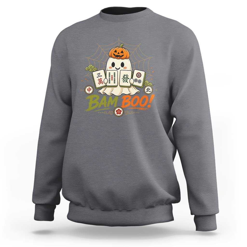 Halloween Ghost Playing Mahjong Spooky Boo Funny Costume Sweatshirt Mahjong Lover Gift