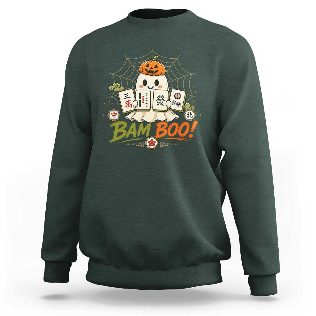 Halloween Ghost Playing Mahjong Spooky Boo Funny Costume Sweatshirt Mahjong Lover Gift