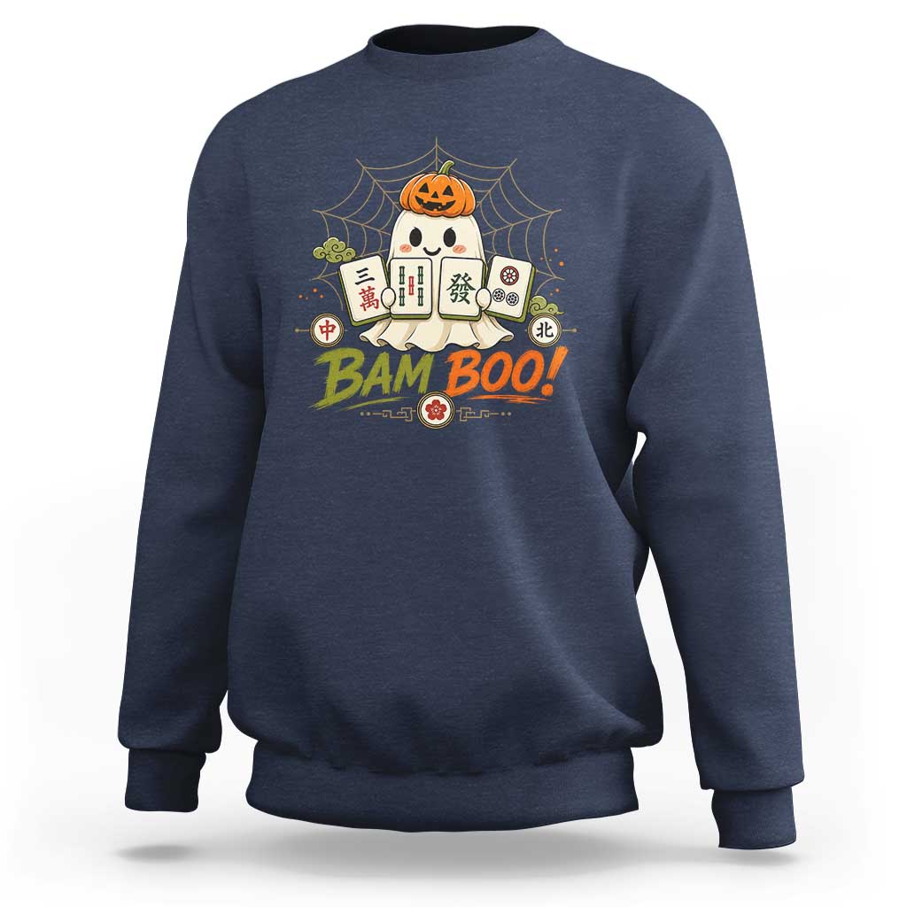 Halloween Ghost Playing Mahjong Spooky Boo Funny Costume Sweatshirt Mahjong Lover Gift