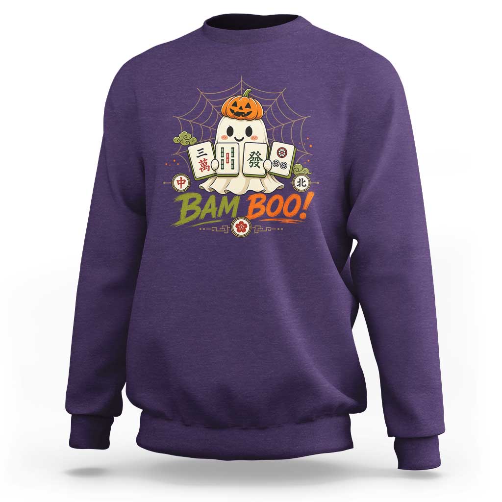 Halloween Ghost Playing Mahjong Spooky Boo Funny Costume Sweatshirt Mahjong Lover Gift