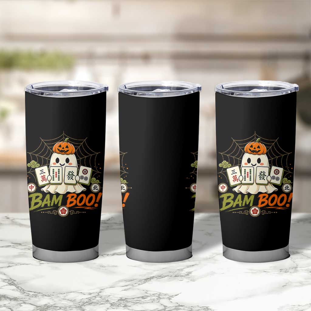 Halloween Ghost Playing Mahjong Spooky Boo Funny Costume Tumbler Cup Mahjong Lover Gift