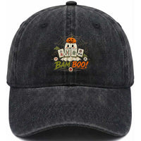 Halloween Ghost Playing Mahjong Spooky Boo Funny Costume Washed Cotton Baseball Cap Mahjong Lover Gift