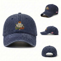 Halloween Ghost Playing Mahjong Spooky Boo Funny Costume Washed Cotton Baseball Cap Mahjong Lover Gift