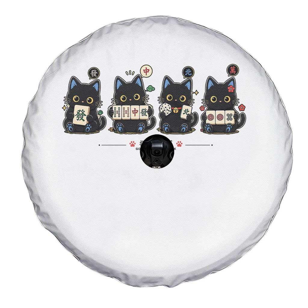 Black Cat Mahjong Lover Cute Graphic Spare Tire Cover