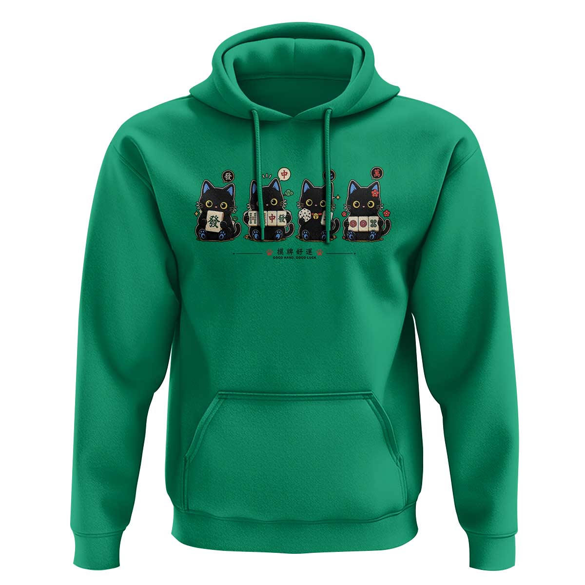 Black Cat Mahjong Lover Cute Graphic Hoodie