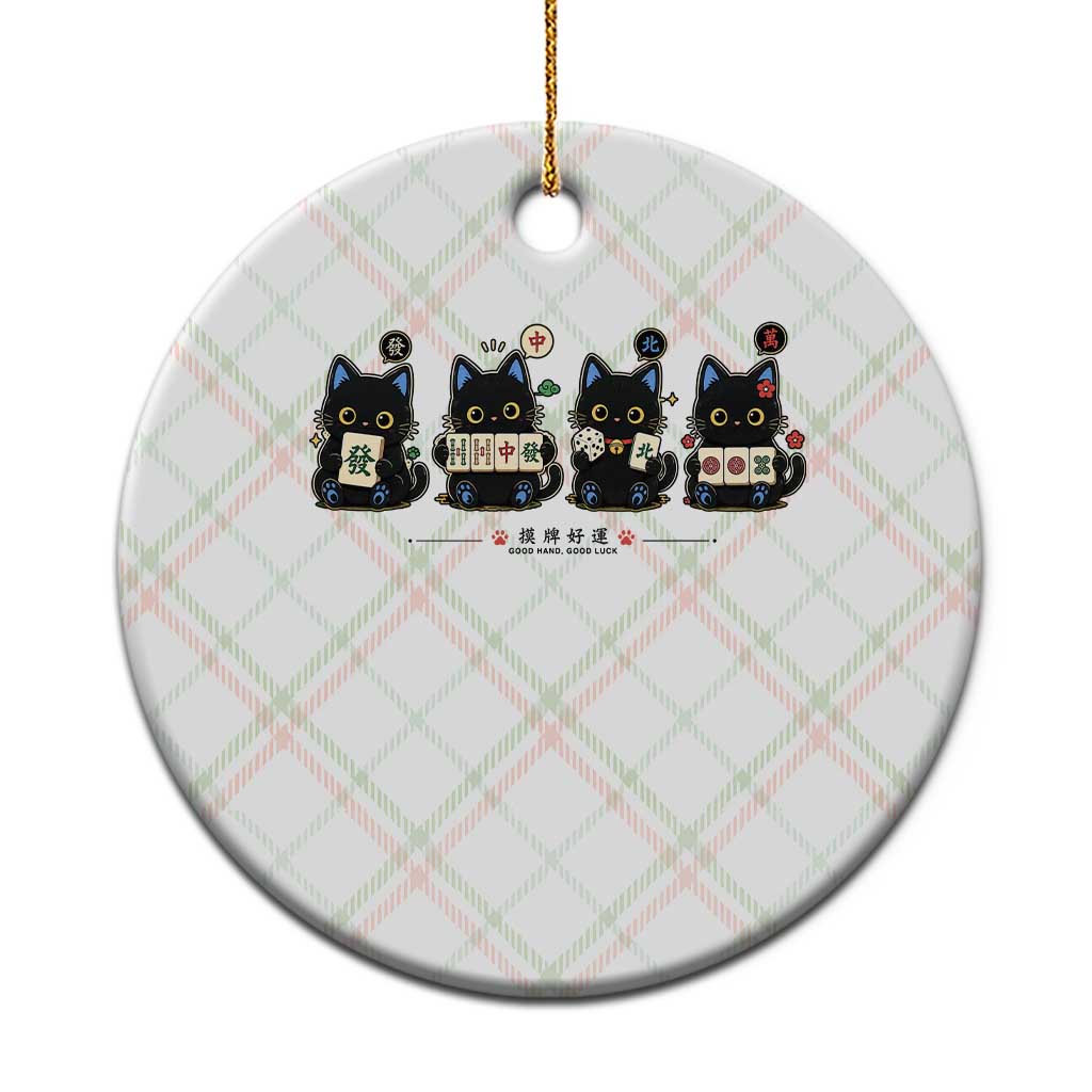 Black Cat Mahjong Lover Cute Graphic Ceramic Ornament