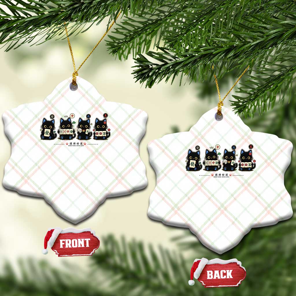 Black Cat Mahjong Lover Cute Graphic Ceramic Ornament