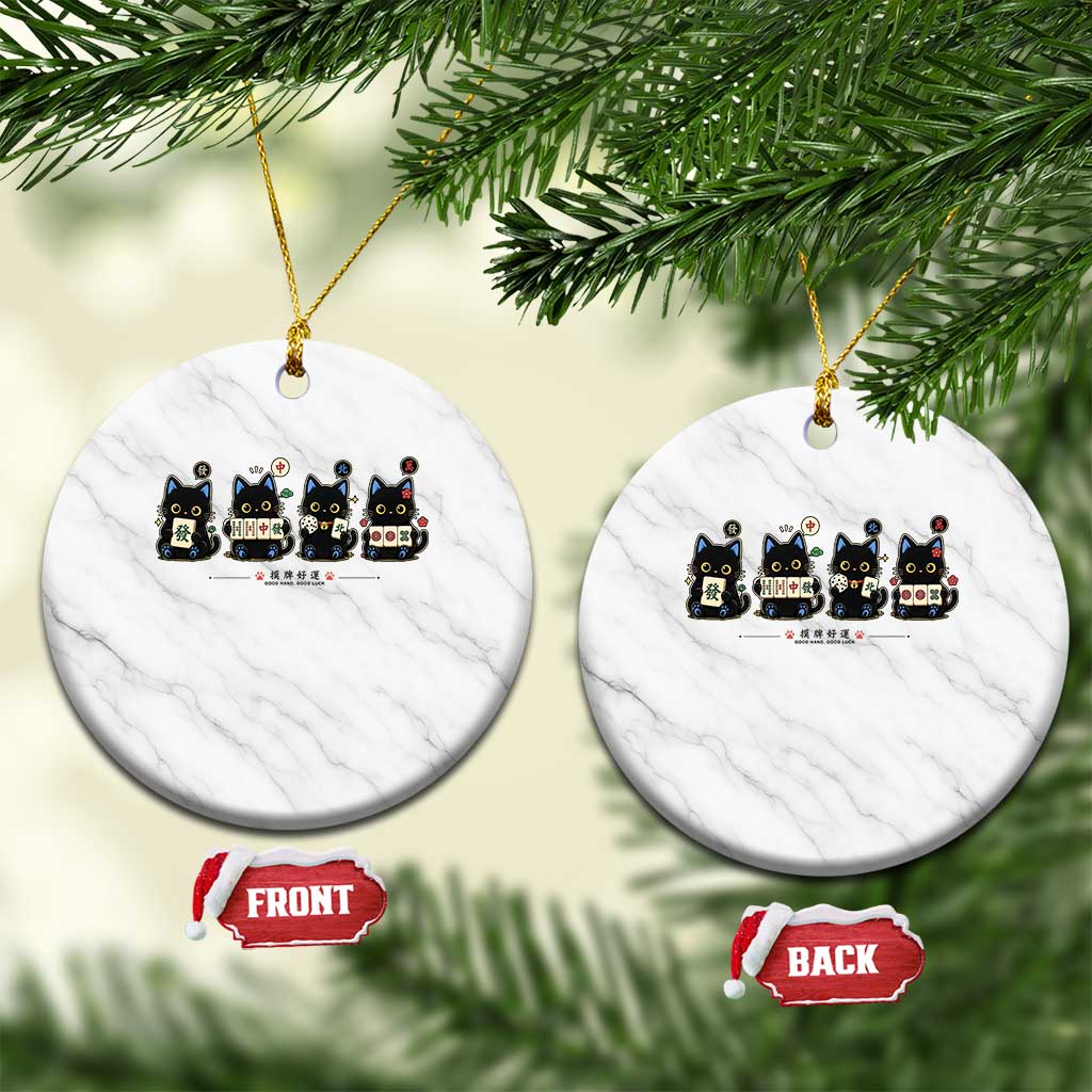 Black Cat Mahjong Lover Cute Graphic Ceramic Ornament