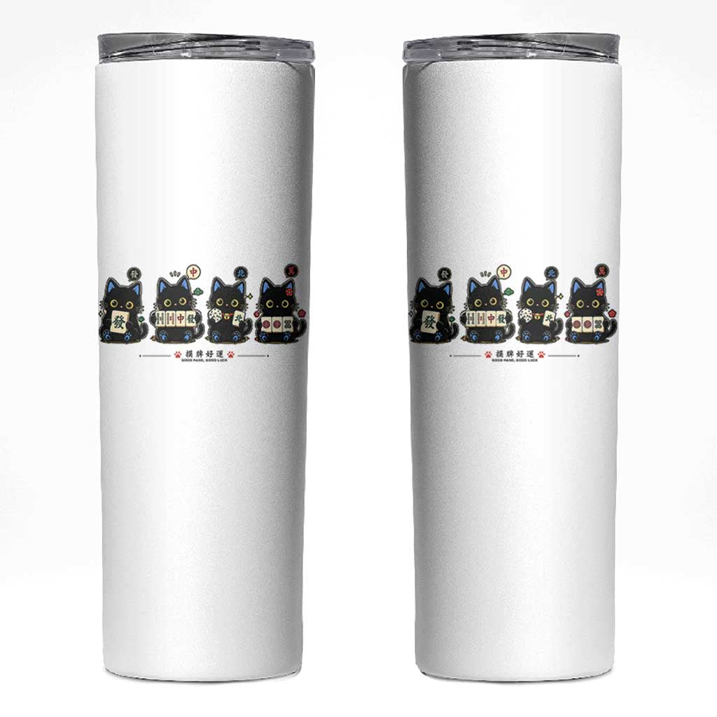Black Cat Mahjong Lover Cute Graphic Skinny Tumbler