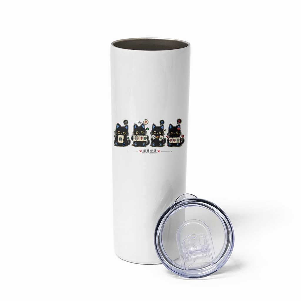 Black Cat Mahjong Lover Cute Graphic Skinny Tumbler