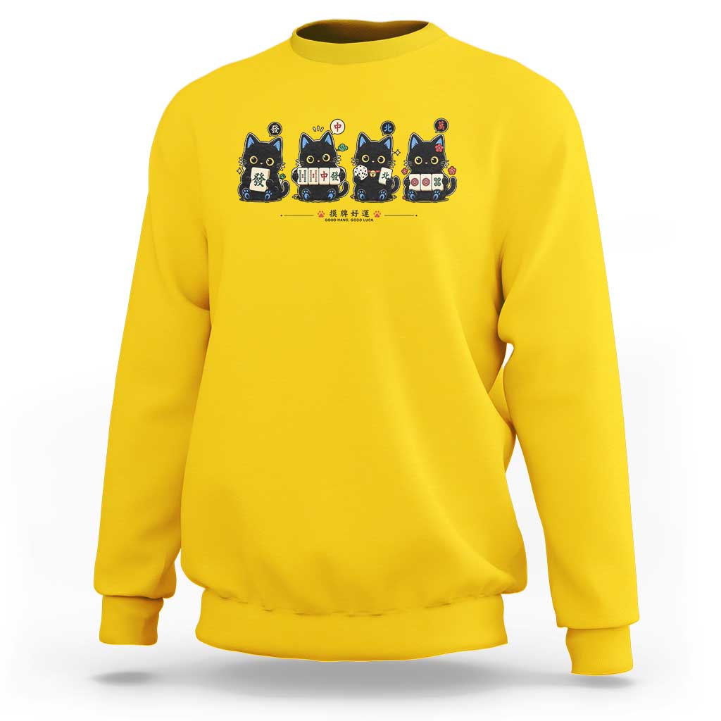 Black Cat Mahjong Lover Cute Graphic Sweatshirt
