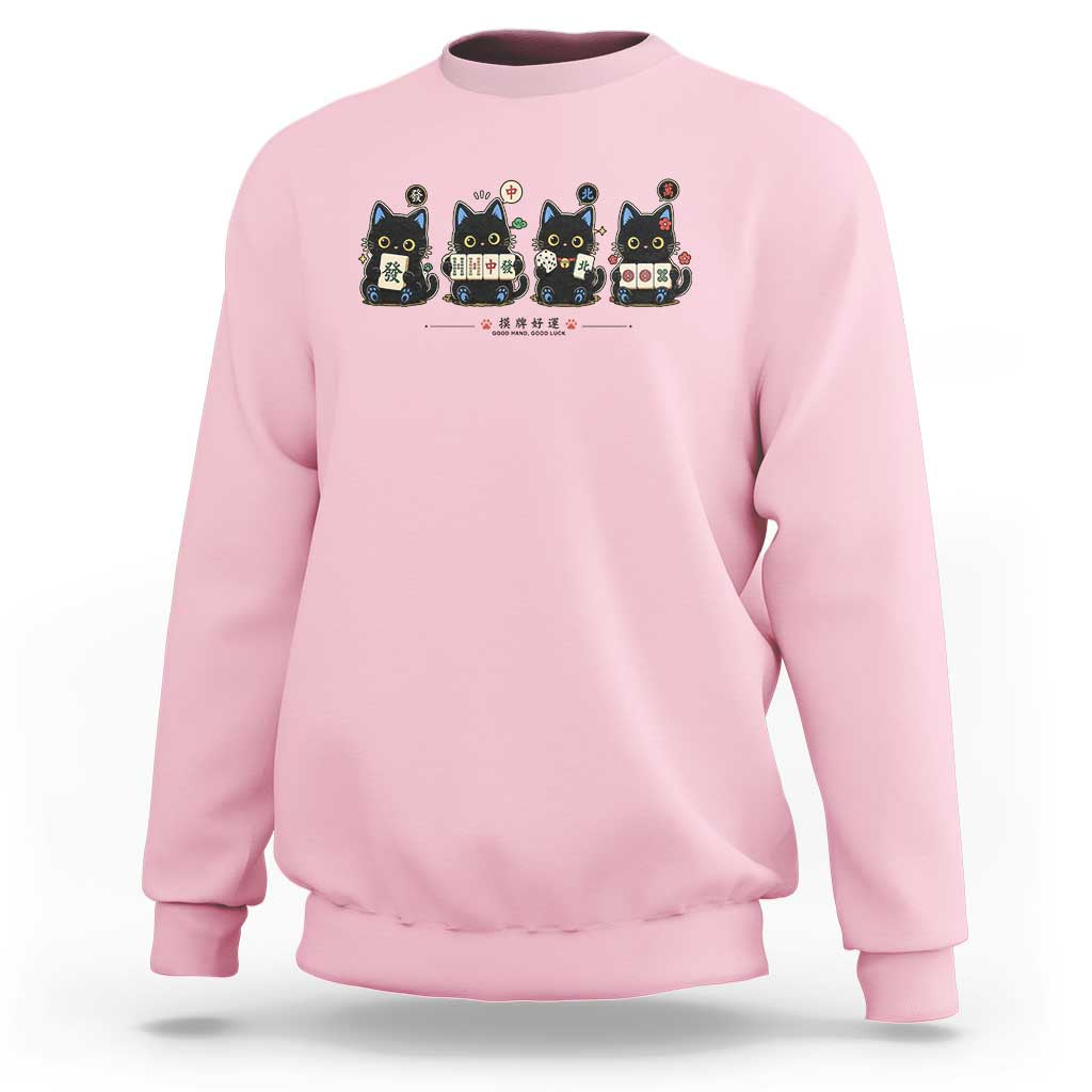 Black Cat Mahjong Lover Cute Graphic Sweatshirt