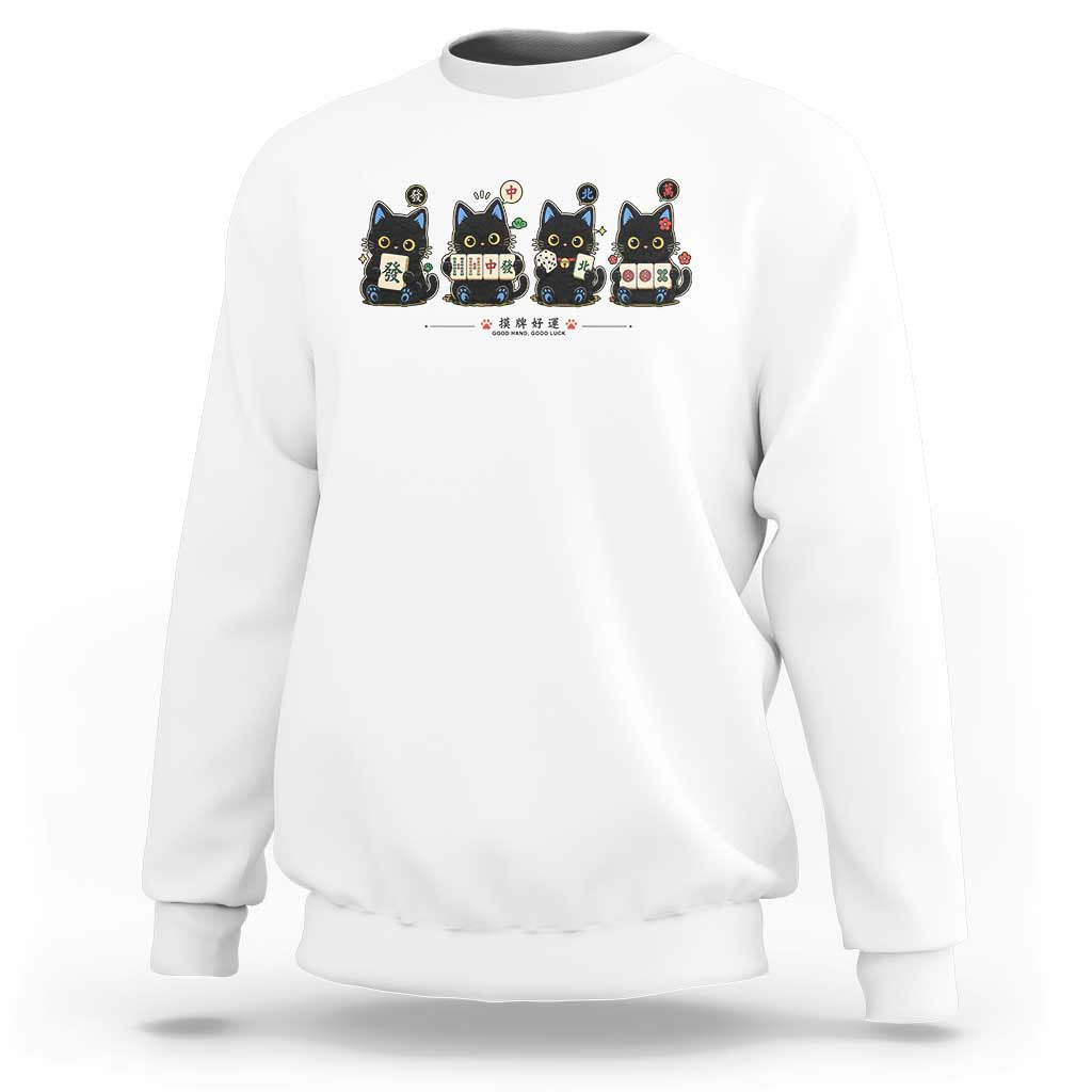 Black Cat Mahjong Lover Cute Graphic Sweatshirt