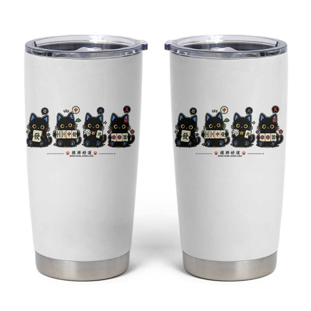 Black Cat Mahjong Lover Cute Graphic Tumbler Cup