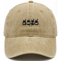 Black Cat Mahjong Lover Cute Graphic Washed Cotton Baseball Cap