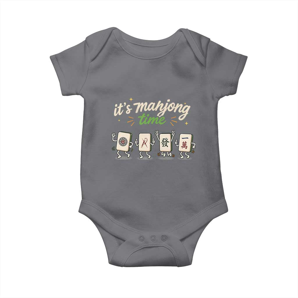 Its Mahjong Time Baby Onesie Funny Cartoon Mahjong Tiles Gathering Game Night