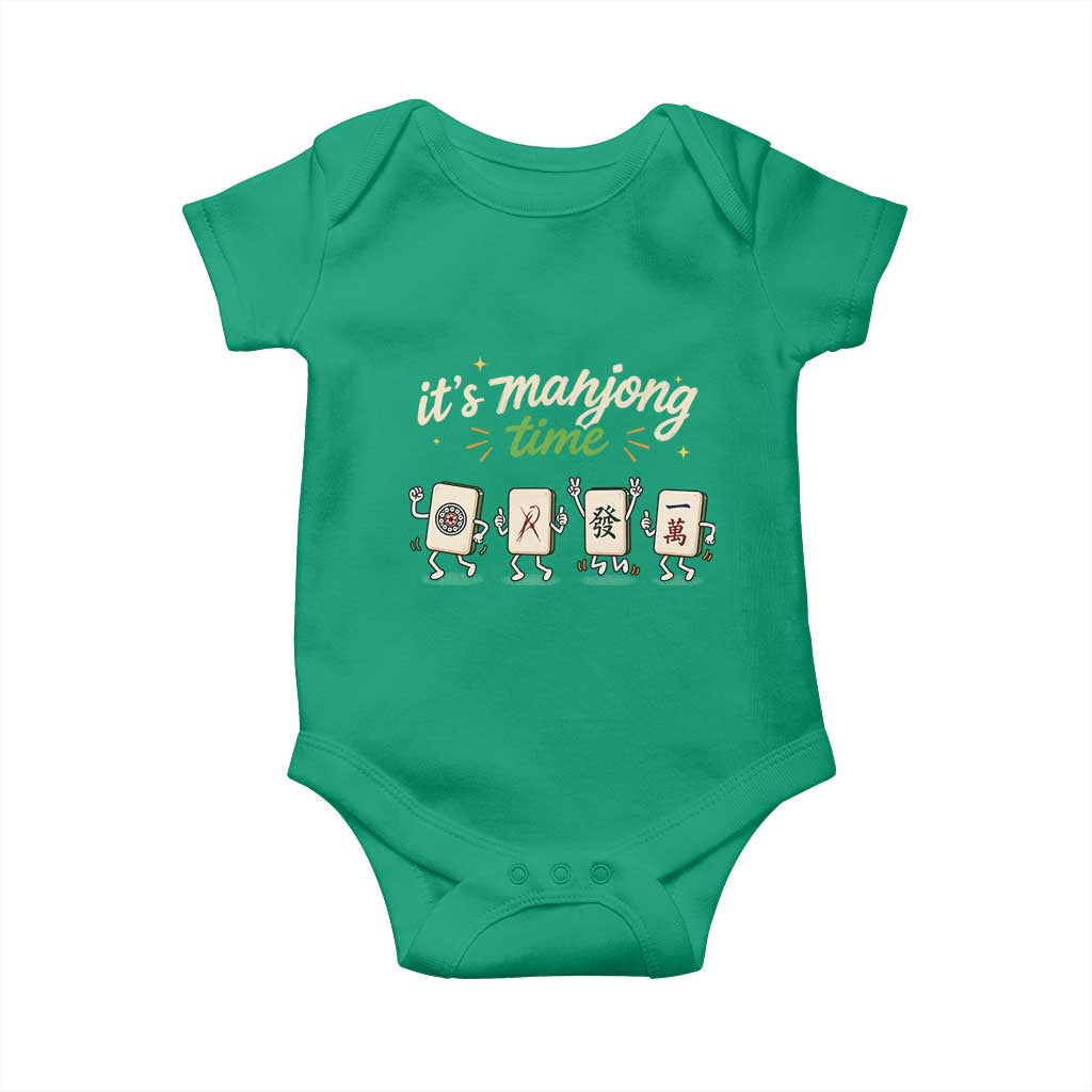 Its Mahjong Time Baby Onesie Funny Cartoon Mahjong Tiles Gathering Game Night