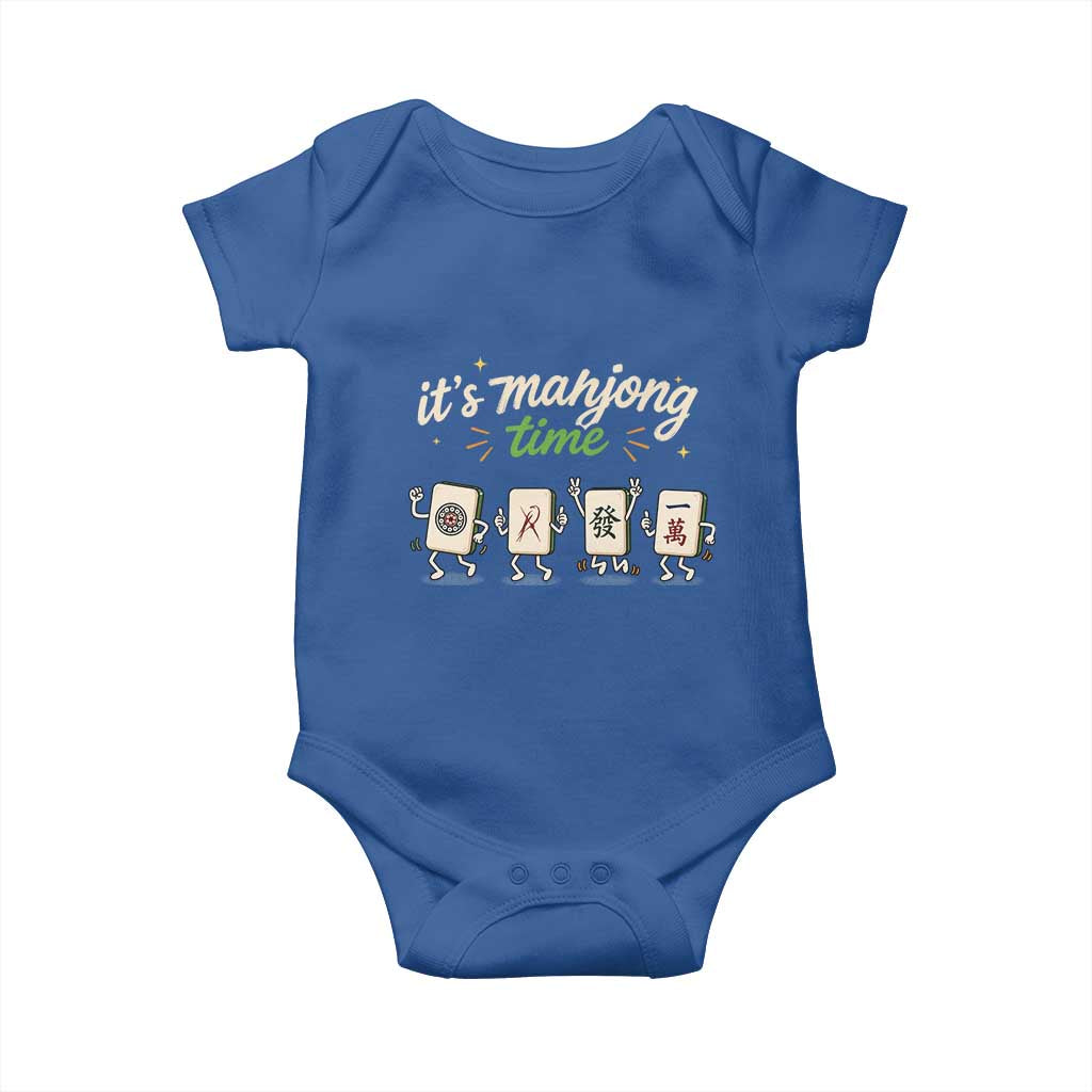 Its Mahjong Time Baby Onesie Funny Cartoon Mahjong Tiles Gathering Game Night