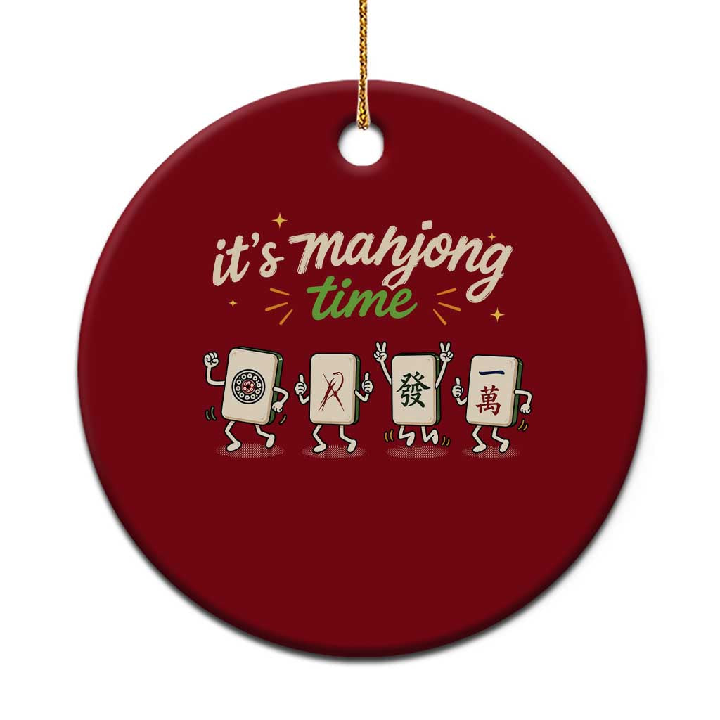 Its Mahjong Time Ceramic Ornament Funny Cartoon Mahjong Tiles Gathering Game Night