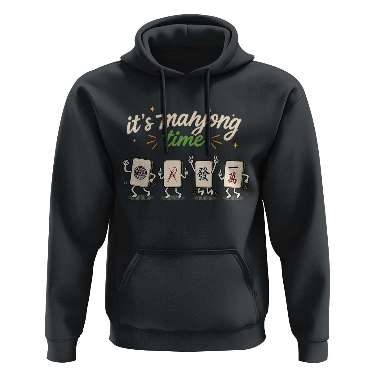 Its Mahjong Time Hoodie Funny Cartoon Mahjong Tiles Gathering Game Night