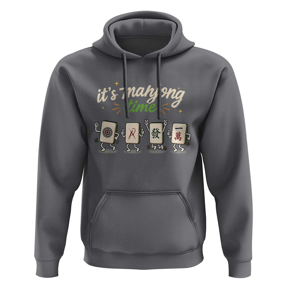 Its Mahjong Time Hoodie Funny Cartoon Mahjong Tiles Gathering Game Night