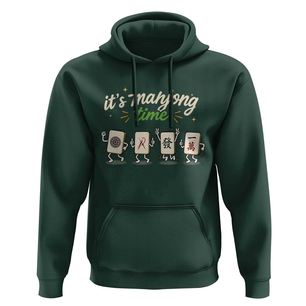 Its Mahjong Time Hoodie Funny Cartoon Mahjong Tiles Gathering Game Night