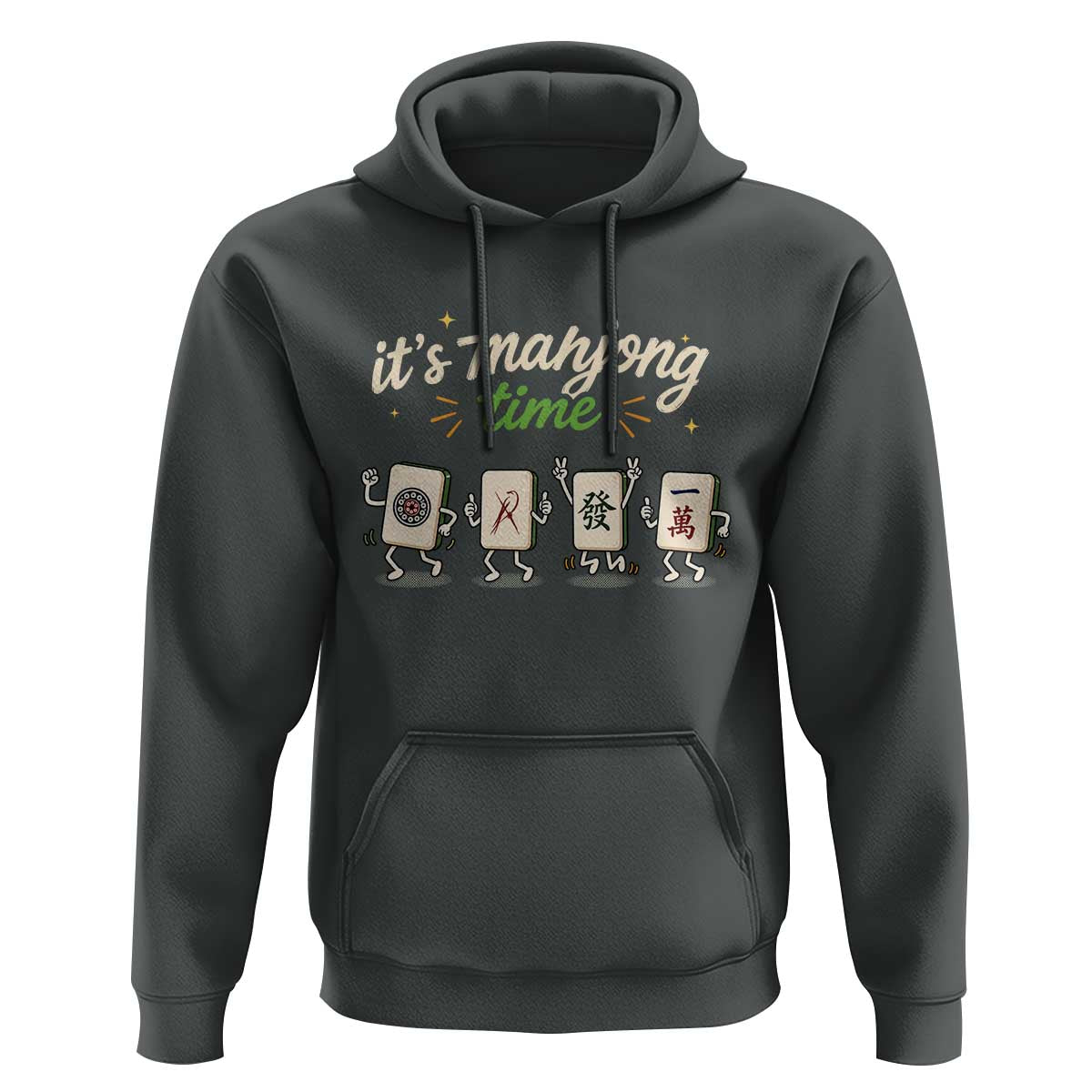 Its Mahjong Time Hoodie Funny Cartoon Mahjong Tiles Gathering Game Night
