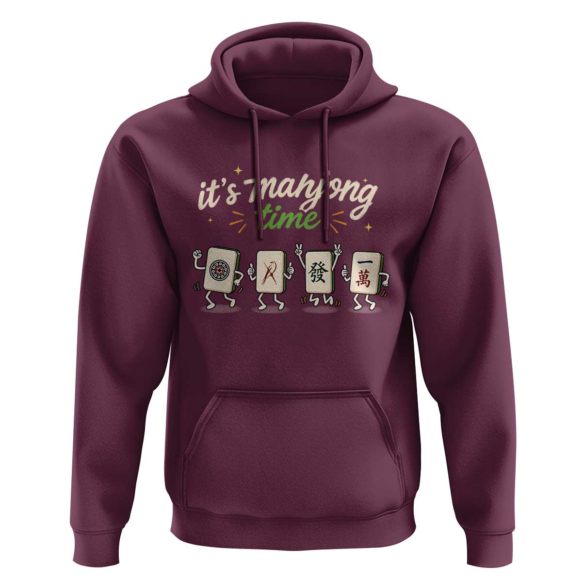 Its Mahjong Time Hoodie Funny Cartoon Mahjong Tiles Gathering Game Night