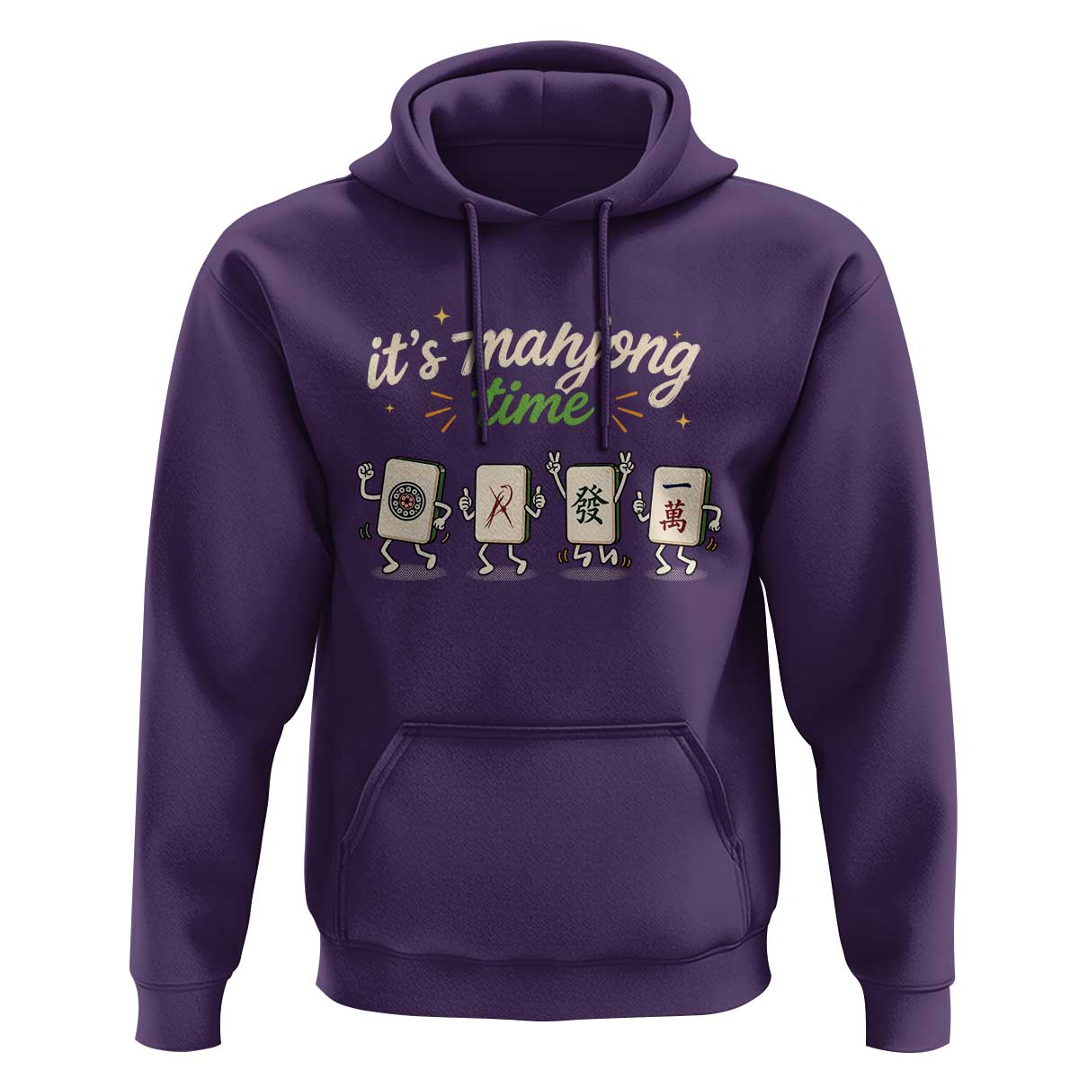Its Mahjong Time Hoodie Funny Cartoon Mahjong Tiles Gathering Game Night